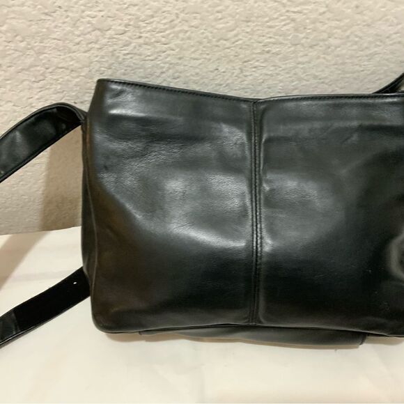 Black SAS Leather Shoulder Bag Made in the USA Multi Pocket - Picture 6 of 12